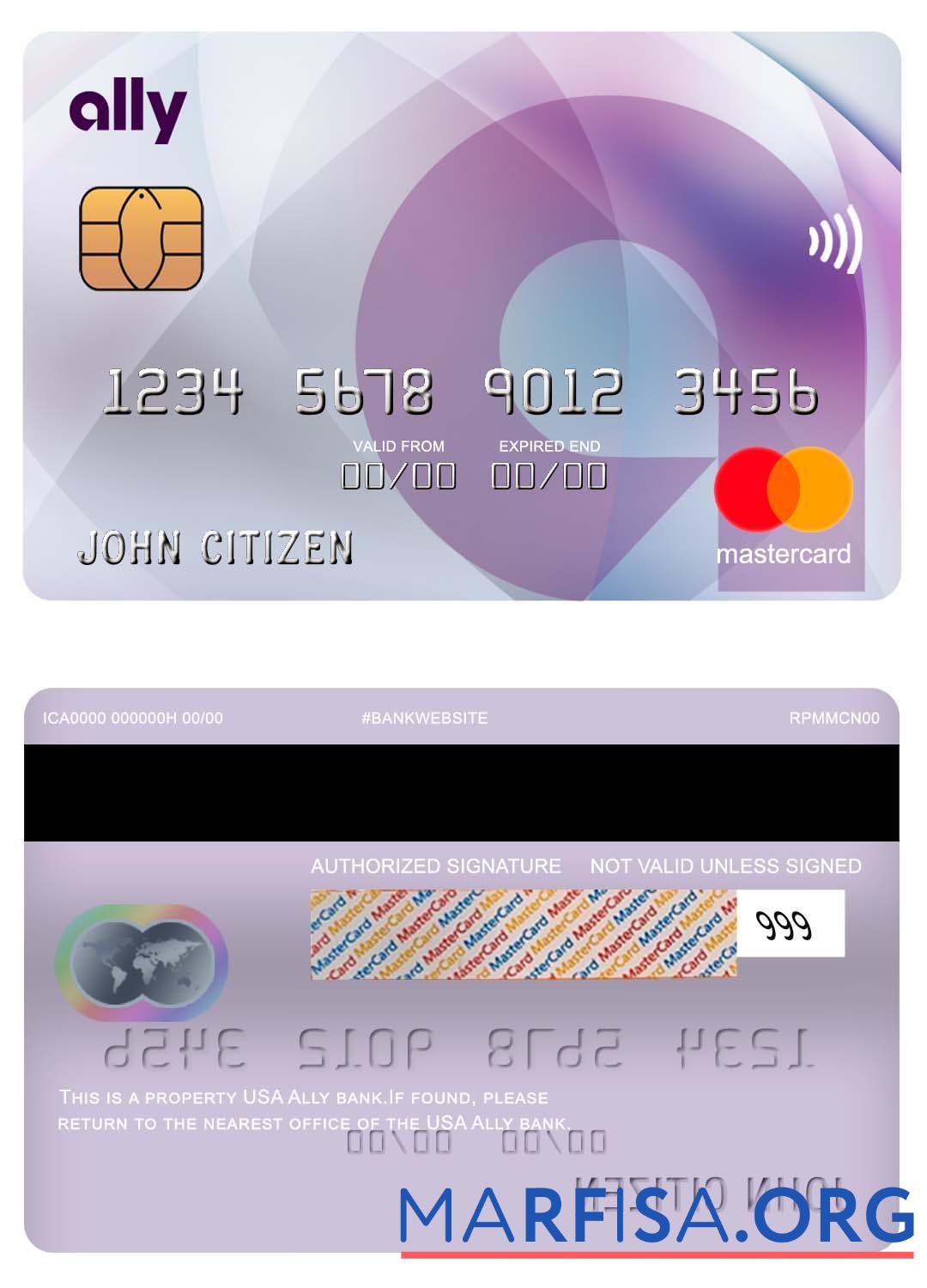 Downloadable USA Ally bank mastercard example